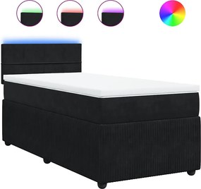 vidaXL Κρεβάτι Boxspring με Στρώμα Μαύρο 80 x 200 εκ. Βελούδινο