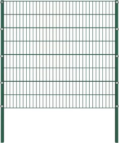 vidaXL Πάνελ Περίφραξης με Στύλους Σιδερένιο Πράσινο 1385 x 160 εκ.