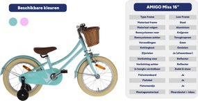 Miss 16 Inch 21 cm Girls Coaster Brake Turquoise