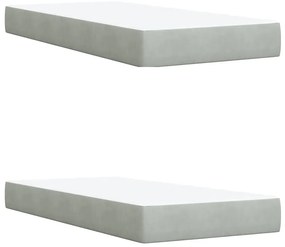 vidaXL Κρεβάτι Boxspring με Στρώμα Ανοιχτό Γκρι 200x200 εκ. Βελούδινο