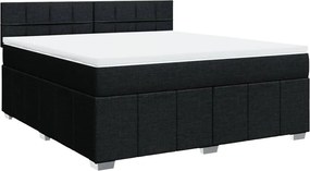 vidaXL Κρεβάτι Boxspring με Στρώμα Μαύρο 180x200 εκ. Υφασμάτινο