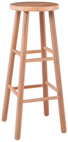 ΟΞΙΑ Σκαμπό BAR Στρογγυλό, Λούστρο Φυσικό 33x33x77cm (ΚάθισμαΦ30cm)