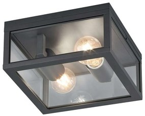 Φωτιστικό Οροφής - Πλαφονιέρα Garonne 601860242 2xE27 10W 24x24x11cm Anthracite Trio Lighting Aluminium, Glass
