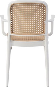 FLORENCE Πολυθρόνα PP Άσπρο, PP Rattan Μπεζ, Στοιβαζόμενη   1τμχ