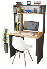 Γραφείο με ραφιέρα &quot;VIANA&quot; σε χρώμα atlantic pine/ανθρακί 90x52x148