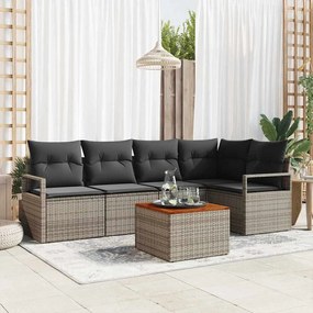 vidaXL Σετ Καναπέ Κήπου με μαξιλάρι 6 pcs Γκρι Πολυ ράταν