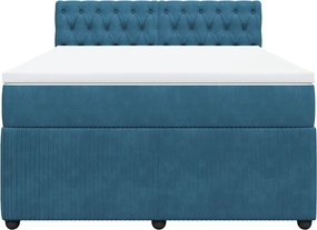 vidaXL Κρεβάτι Boxspring με Στρώμα Μπλε 140x190 εκ. Βελούδινο