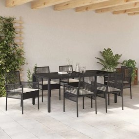 vidaXL Σέτ φαγητού για κήπο 7 pcs Μαύρο Πολυ ράταν