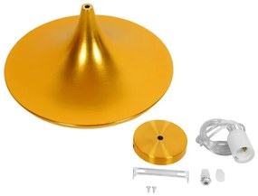 GloboStar® SHANGHAI GOLD 01545 Μοντέρνο Κρεμαστό Φωτιστικό Οροφής Μονόφωτο 1 x E27 Χρυσό Μεταλλικό Καμπάνα Φ37 x Y20cm