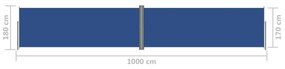 Σκίαστρο Πλαϊνό Συρόμενο Μπλε 180 x 1000 εκ. - Μπλε