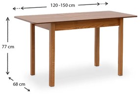 Σετ τραπεζαρίας Bergen-Francis Megapap 5 τμχ μασίφ ξύλο-MDF με επεκτεινόμενο τραπέζι 120/150x68x77εκ. - Ξύλο - S_GP039-0007,1+GP039-0005,1(X4)