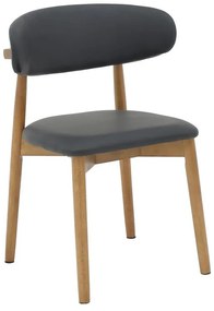 Ubene rubberwood and pu chair in walnut and black shade 46x58x79cm 46x58x79 εκ.