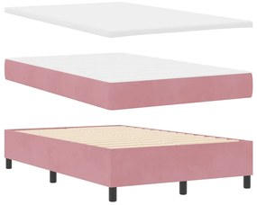 vidaXL Κρεβάτι με ελατήρια με στρώμα Ροζ 120 x 200 cm Βελούδο