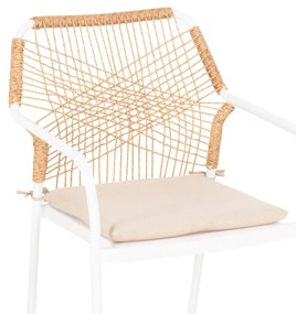 Καρέκλα - Πολυθρόνα TROTTER C5865.12 Λευκή Αλουμινίου με Μπέζ Wicker και Μαύρο Μαξιλάρι 56x60x85 εκ.