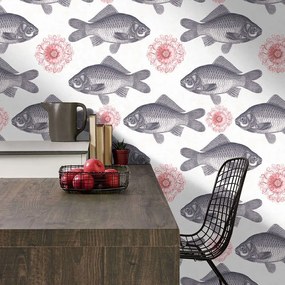 Ταπετσαρία Fish Neutral WP20008 Grey-Pink MindTheGap 52x300cm