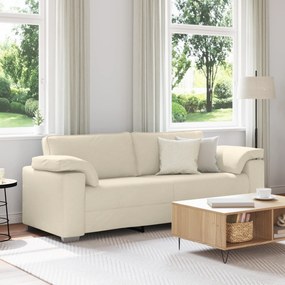 vidaXL Καναπές με μαξιλάρι με μαξιλάρι Μπεζ 219 x 77 x 82 εκ Λινό