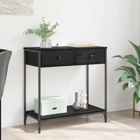 vidaXL Τραπέζι κονσόλας με συρτάρι Μαύρη Οξυά 75 x 34,5 x 75 εκ