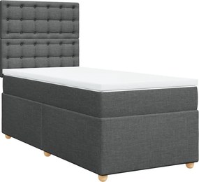 vidaXL Κρεβάτι Boxspring με Στρώμα Σκούρο Γκρι 90x190 εκ. Υφασμάτινο
