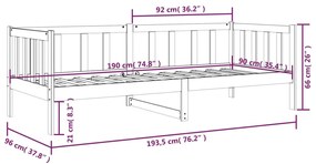 Καναπές Κρεβάτι Καφέ Μελί 90 x 190 εκ. από Μασίφ Ξύλο Πεύκου - Καφέ