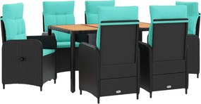 vidaXL Σετ Εξωτερικής Τραπέζης 7 τμχ. Black and Turquoise