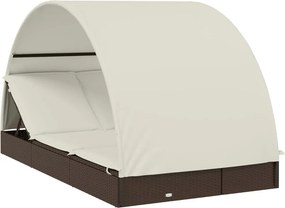 vidaXL Ξαπλώστρα 2 Ατόμων Στρογγ. Οροφή Καφέ 211x112x140εκ Συνθ. Ρατάν