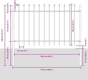 vidaXL Φράχτης Κήπου 6 pcs Λευκό 10,2 x 0,8 μ Ατσάλι με Πούδρα