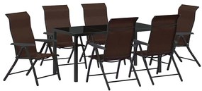 vidaXL Σέτ φαγητού για κήπο Ρυθμιζόμενο ύψος 7 pcs Καφέ Πολυ ράταν