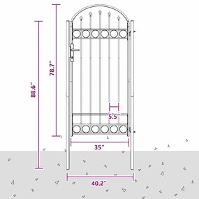 vidaXL Πύλη Φράχτη Γκρι 100 x 250 cm Ατσάλι με Επικάλυψη Πούδρας
