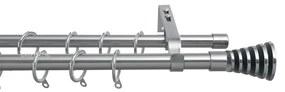 Κουρτινόξυλο Διπλό Επεκτεινόμενο 160-300cm Με Άκρα Grace Chrome Brushed 450305