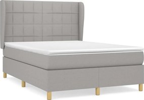 vidaXL Κρεβάτι Boxspring με Στρώμα Ανοιχτό Γκρι 140x190 εκ. Υφασμάτινο