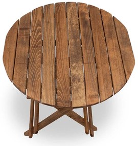 Τραπέζι πτυσσόμενο Queen Megapap από ξύλο οξιάς σε χρώμα καρυδί εμποτισμού Ø60x75εκ.