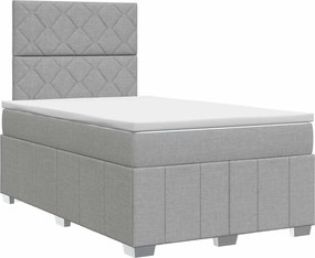 vidaXL Κρεβάτι box spring με στρώμα Ανοιχτό γκρι 120 x 190 cm Ύφασμα