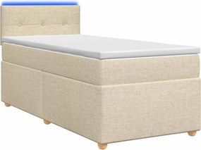 vidaXL Κρεβάτι box spring με στρώμα Κρεμ 90 x 190 cm Ύφασμα