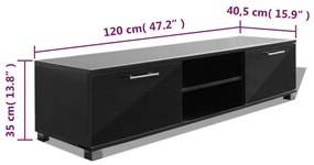 Έπιπλο Τηλεόρασης Γυαλιστερό Μαύρο 120 x 40,5 x 35 εκ. - Μαύρο