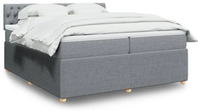 vidaXL Κρεβάτι Boxspring με Στρώμα Ανοιχτό Γκρι 200x200 εκ. Υφασμάτινο
