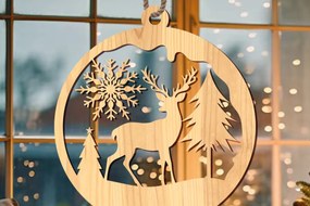 Σετ των 3 Intra απο ξύλο plywood 3mm-4mm πάχος Χριστουγεννιάτικο Στολίδι Δίασταση 8x8 cm INTRAFABR-108823609