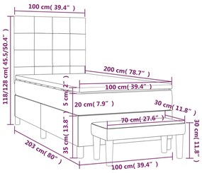 Κρεβάτι Boxspring με Στρώμα Σκούρο Πράσινο 100x200εκ. Βελούδινο 3137830