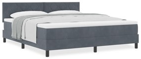 vidaXL Κρεβάτι Box Spring με Στρώμα  Σκούρο Γκρι Υπερ Μεγάλο Βελούδο