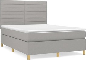 vidaXL Κρεβάτι Boxspring με Στρώμα Ανοιχτό Γκρι 140x190 εκ. Υφασμάτινο