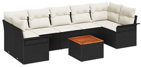 vidaXL Σετ Καναπέ Κήπου με μαξιλάρι 8 pcs Μαύρο συνθετικό ρατάν