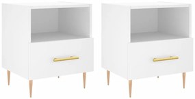 vidaXL Κομοδίνα 2 τεμ. Λευκά 40 x 35 x 47,5 εκ. από Επεξεργασμένο Ξύλο
