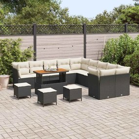 vidaXL Σετ Καναπέ Κήπου 14 pcs Μαύρο συνθετικό ρατάν