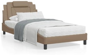 vidaXL Κρεβάτι με Στρώμα Καπουτσίνο 100x200 εκ. από Συνθετικό Δέρμα