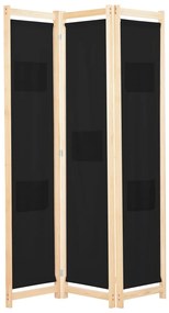 vidaXL Διαχωριστικό Δωματίου με 3 Πάνελ Μαύρο 120x170x4 εκ. Υφασμάτινο