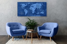 Εικόνα ρουστίκ παγκόσμιου χάρτη σε μπλε