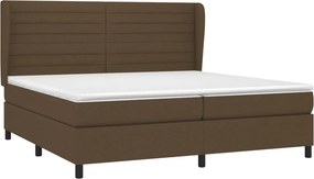 vidaXL Κρεβάτι Boxspring με Στρώμα Σκούρο Καφέ 200x200 εκ. Υφασμάτινο