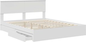 vidaXL Κρεβάτι Αποθήκης Λευκό 160 x 200 cm Επεξεργασμένο ξύλο