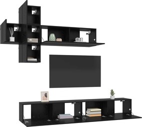 vidaXL Σετ επίπλου τηλεόρασης 7 pcs Μαύρη Δρυς Επεξεργασμένο Ξύλο