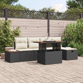 vidaXL Σετ Καναπέ Κήπου Ρυθμιζόμενο ύψος 6 pcs Μαύρο συνθετικό ρατάν