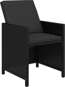 vidaXL Σετ Τραπεζαρίας Κήπου 21 τεμ. Μαύρο Συνθ. Ρατάν με Μαξιλάρια